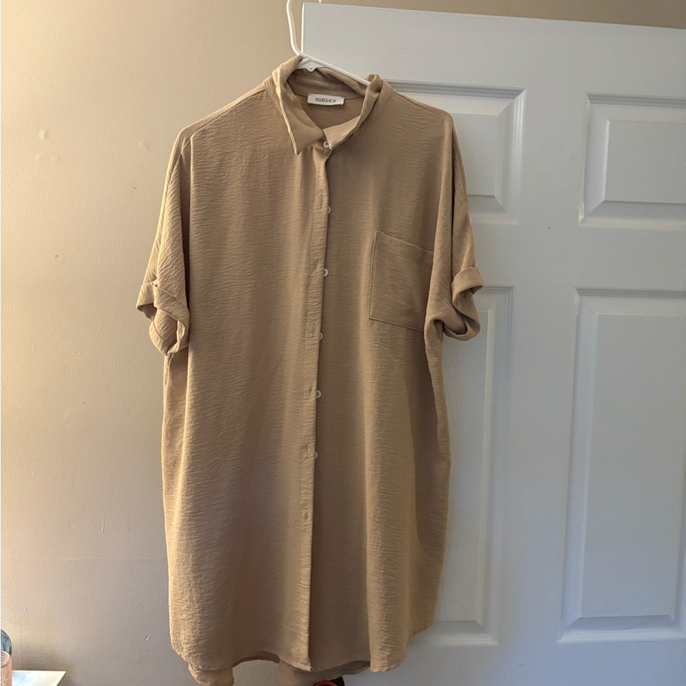 Casual Beige Button Down Shirt
